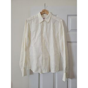 0039 Italy Linen Cream Button Down Shirt M